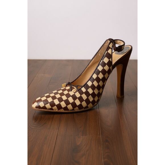 Louis Vuitton Damier Pony Hair Slingback Heels 37.5 - Picture 2 of 5